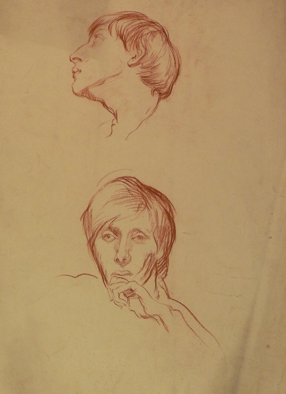 Recto: Two portrait studies of Ambrose McEvoy Verso: Augustus John